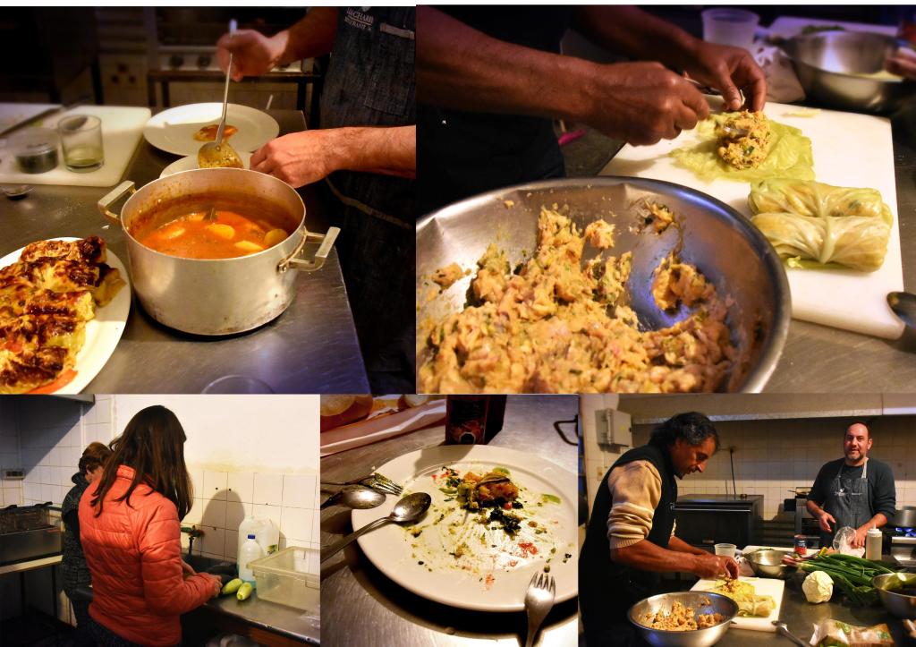A photo collage featuring different dishes being prepared, people cooking food, Small-scale fisheries in Uruguay