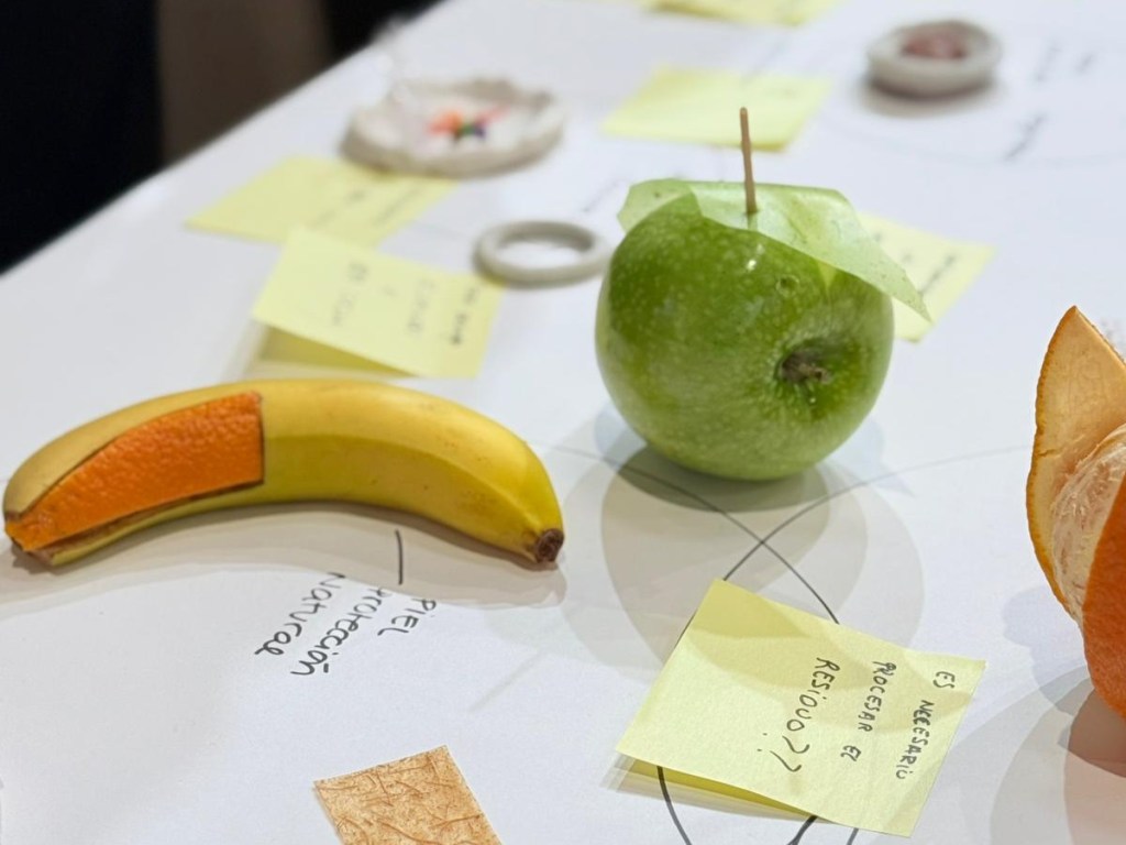 Food Design Labs Lisbon picture of an apple and a banana and notes from a workshop